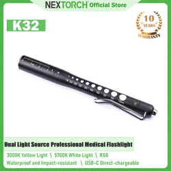 NEXTORCH Dr. K32 fuente de luz doble linterna médica profesional linterna de examen médico recargable RG0 sin daños a los ojos
