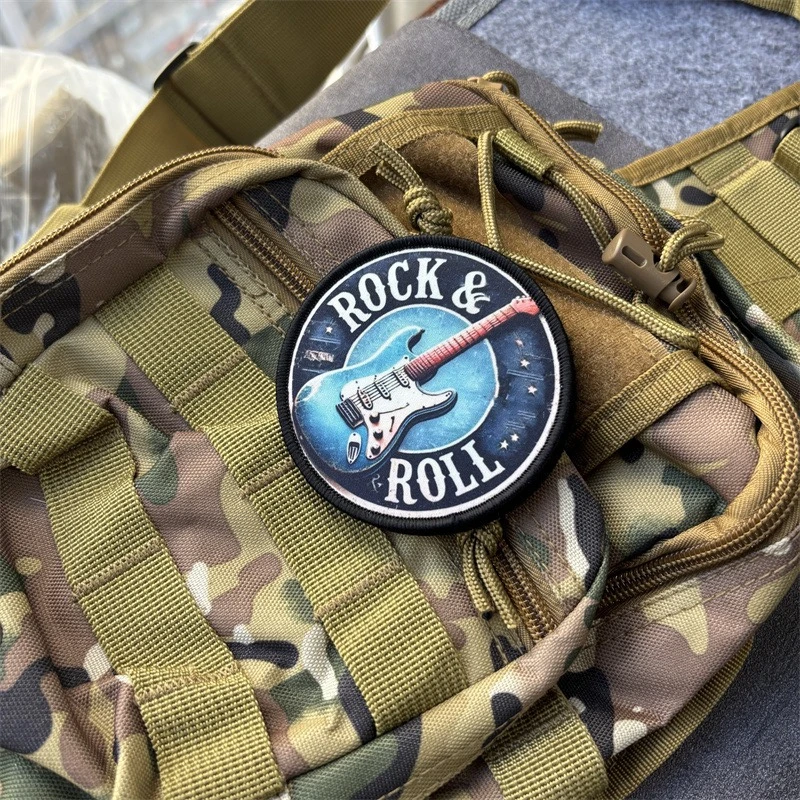 Parche impreso para instrumentos de guitarra, insignias de moral táctica para ropa, parches militares con gancho, pegatinas para mochila