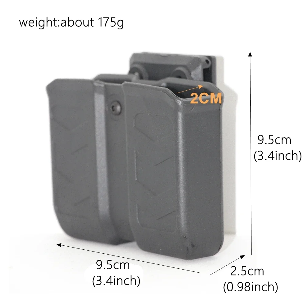 Bolsa táctica para revistas duales, caza, doble pila de 9mm, 1,5-2,5 pulgadas, con bolsa para revistas ajustable Universal, Accesorios de tiro - imagen 3