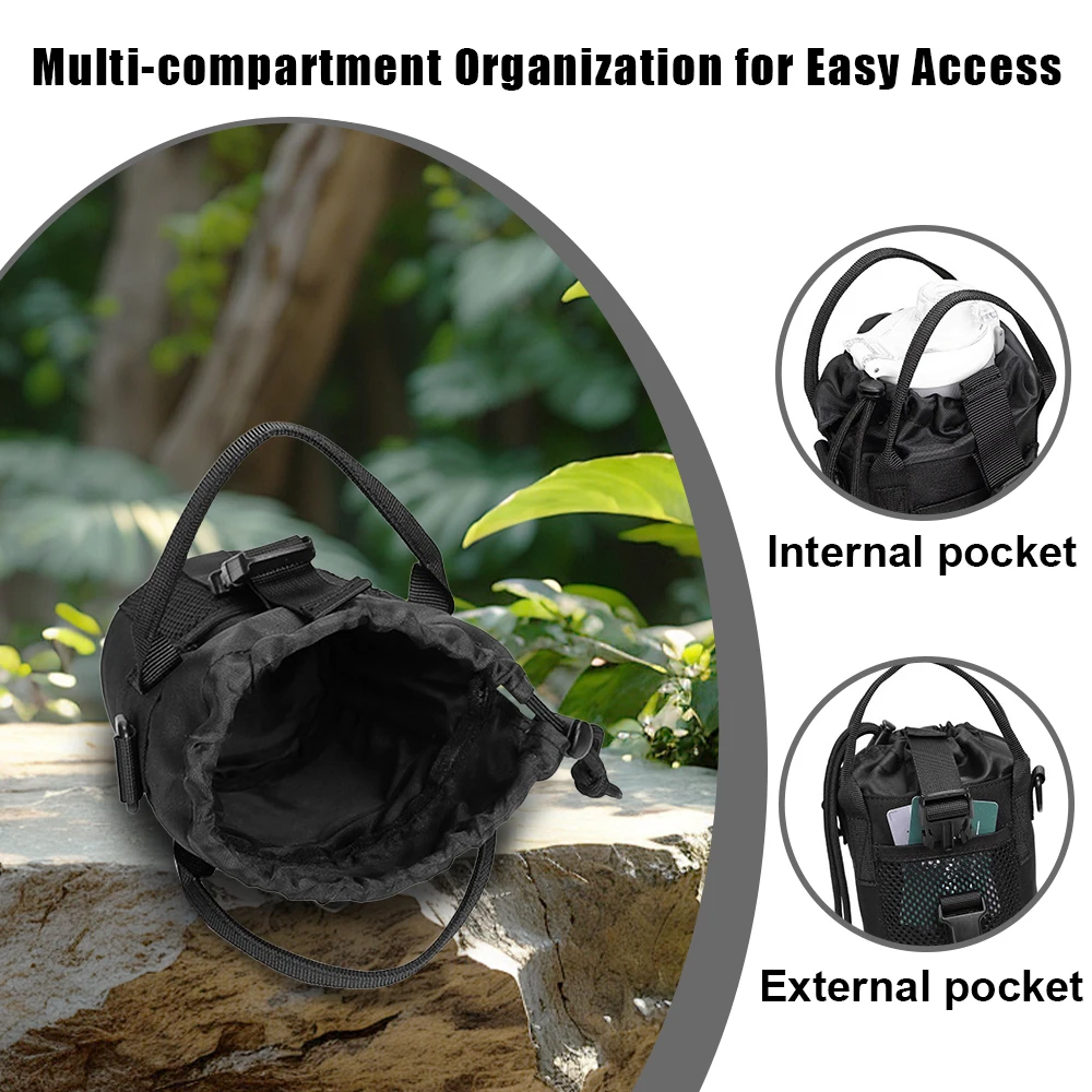 Bolsa táctica para botella de agua, bolso cruzado, bolsa de transporte portátil para botella de agua, soporte para botella, bolsa de almacenamiento para hervidor con correa para el hombro - imagen 2