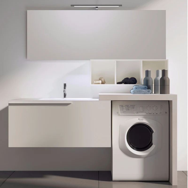 Gabinete de lavandería personalizado para balcón 2023, combinación de placa de roca, lavabo integrado, gabinete de baño, lavado a mano ligero de lujo, - imagen 3