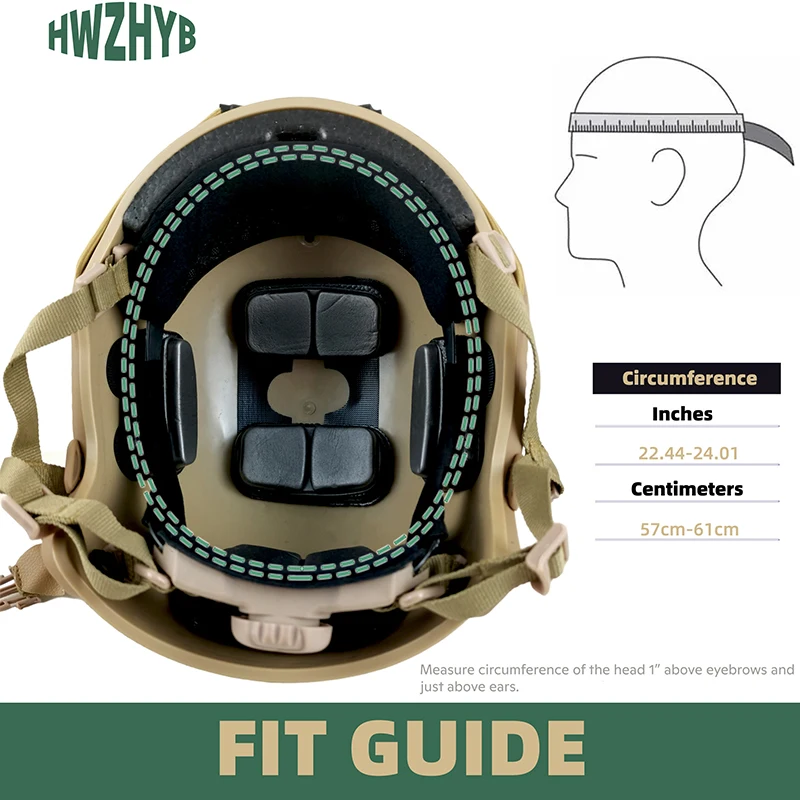 Casco táctico rápido antidisturbios ABS suspensión de 4 puntos circunferencia de cabeza ajustable para protección militar CS Airsoft al aire libre - imagen 3