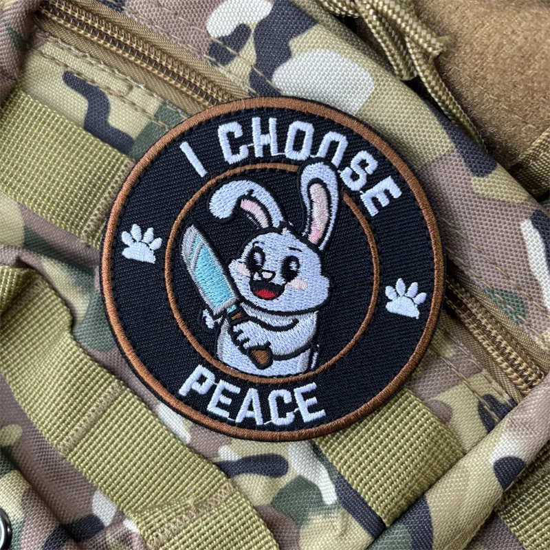 Parche bordado divertido "I CHOOSE PEACE", parche con gancho, insignia de moral táctica, pegatinas para mochila para ropa - imagen 4