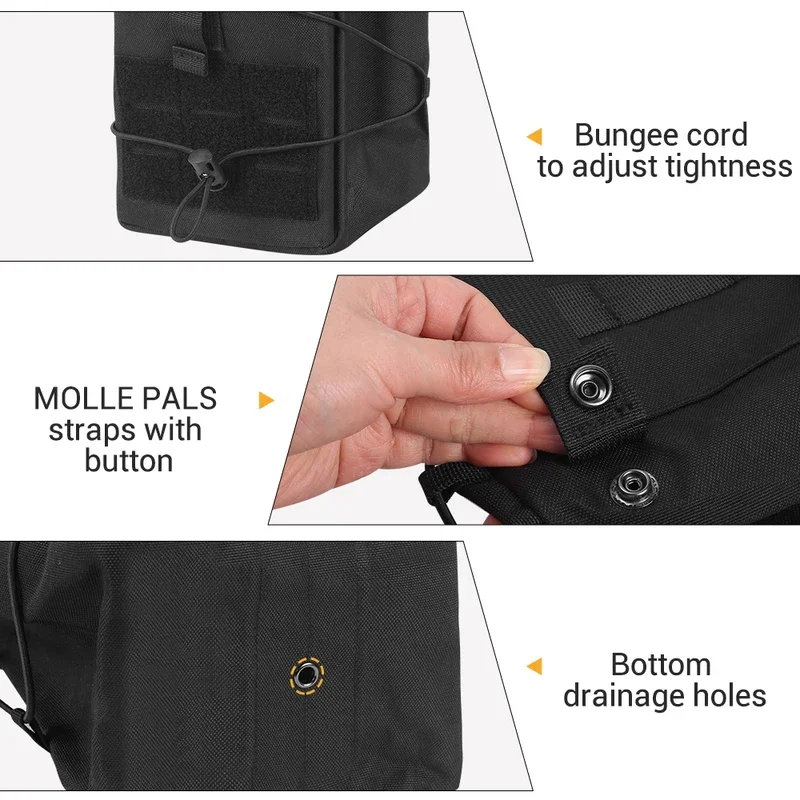 Bolsa de basura táctica Molle de gran capacidad, estuche de reciclaje de utilidad de revista con cordón, cinturón, bolsa de cintura - imagen 3