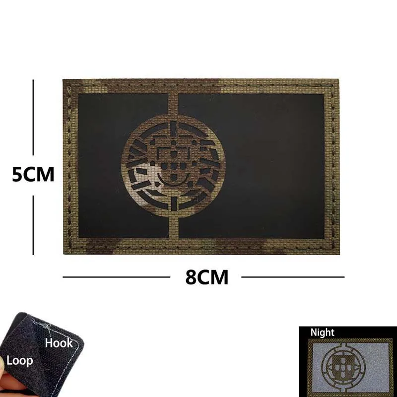 Insignias de tela con bandera de Portugal, parches bordados con gancho y bucle, pegatinas militares reflectantes IR, apliques tácticos en mochila - imagen 5