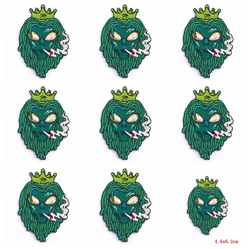 10 unids/lote parche bordado parches alienígenas en ropa DIY ropa Hippie rayas parche OVNI parches para planchar para insignias de ropa - imagen 3