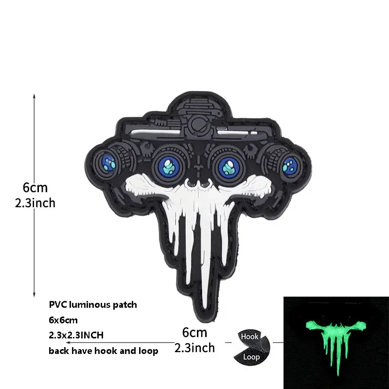 Accesorios para bolsa al aire libre, Dron de combate ruso, avión de combate, tiburón volador, helicóptero, insignia de moral, parche luminoso de PVC para mochila - imagen 5