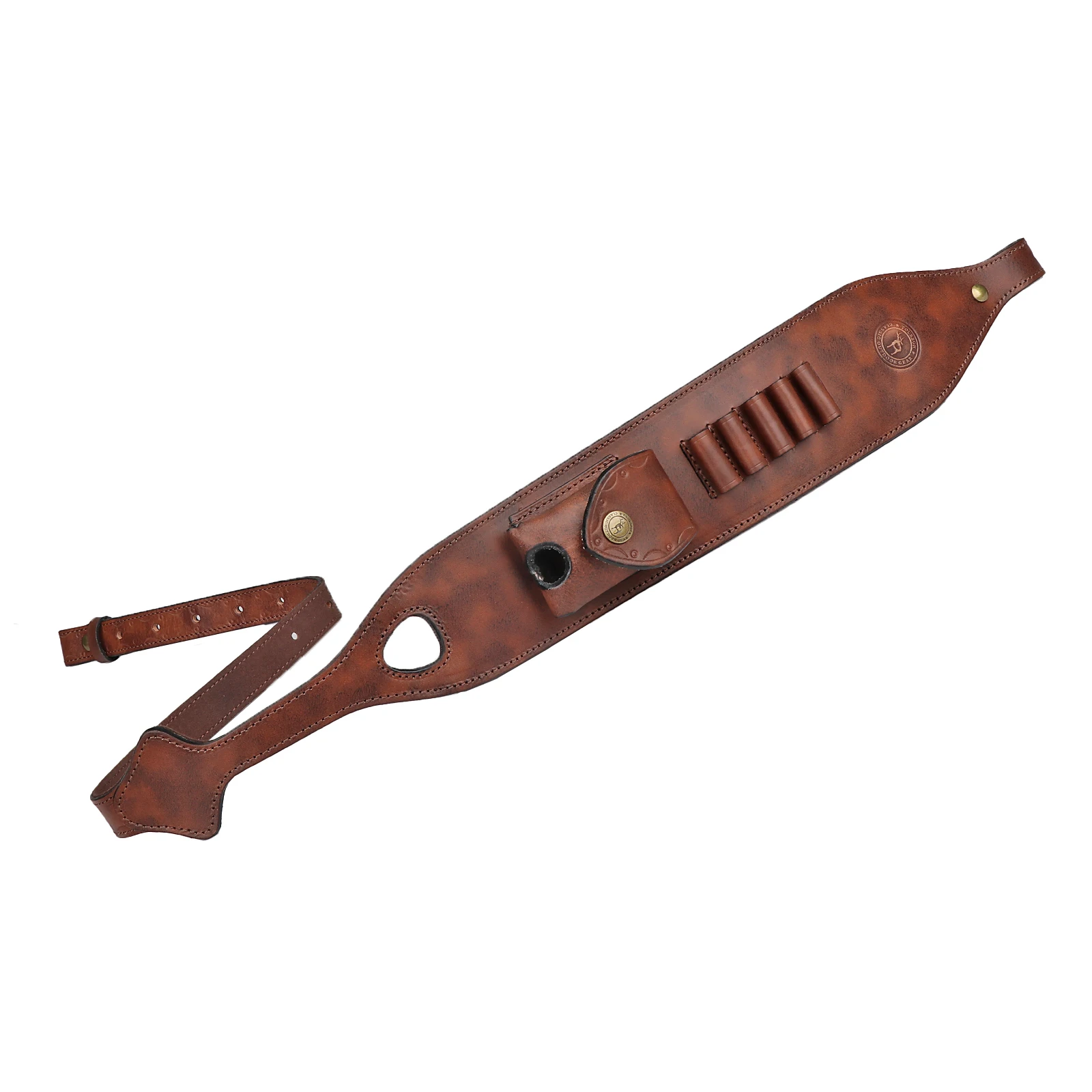 Tourbon Retro cuero Rifle Sling Gun correa de hombro con cartuchos soporte de munición pequeño bolsillo giratorios tiro caza marrón - imagen 3
