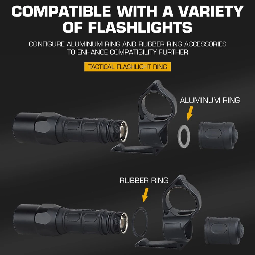 Adaptador de anillo para dedo para linterna táctica, multifunción, para deportes de caza al aire libre, soporte para linterna Airsoft, equipo de Clip de bolsillo portátil - imagen 5