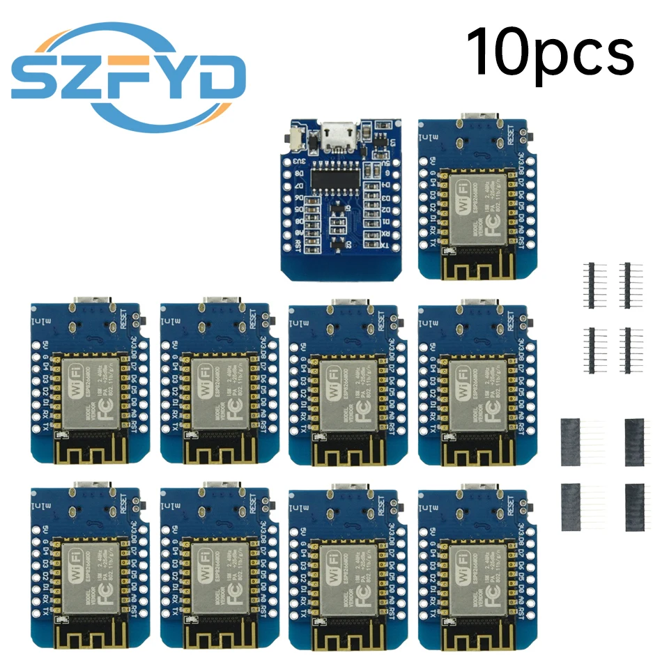 1-20 piezas ESP8266 D1 Mini-Mini NodeMcu 4M Bytes Lua WIFI Placa de desarrollo de Internet de las cosas basada en WeMos