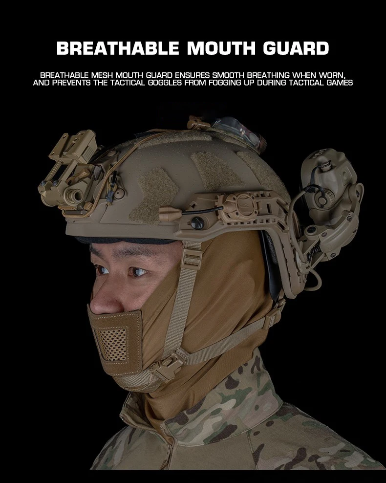 Pasamontañas táctico Máscara de malla Máscara táctica Ninja con protección facial completa para accesorios de caza al aire libre - imagen 3