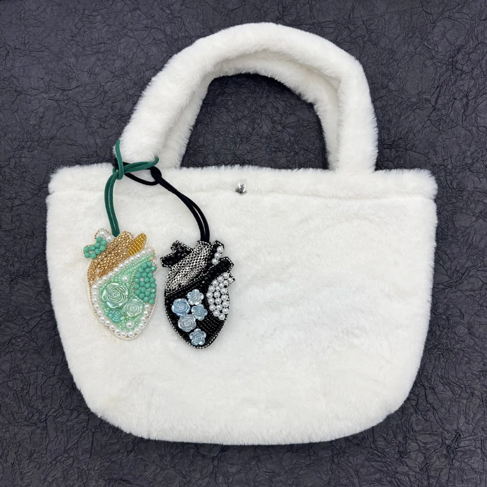 Abalorio para bolso con cuentas hecho a mano en 3D, parches de cordón con cuentas de cristal, colgante de cuerda de diamantes de imitación, regalo ideal para ella - imagen 4