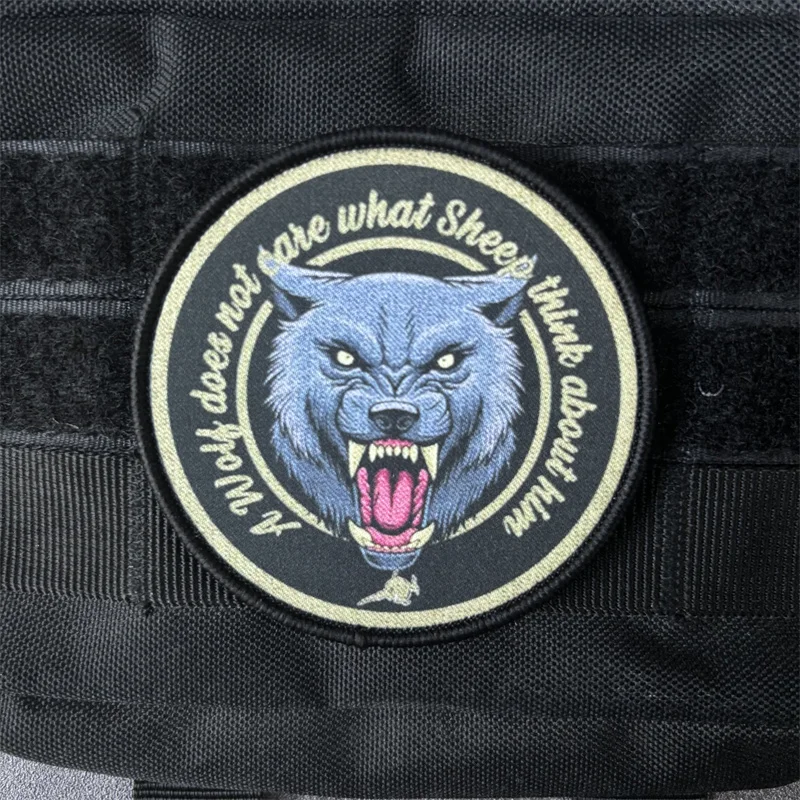 Parche táctico "lobo feroz" para ropa, brazalete impreso, insignias de moral, parches militares con gancho, pegatina para mochila - imagen 5