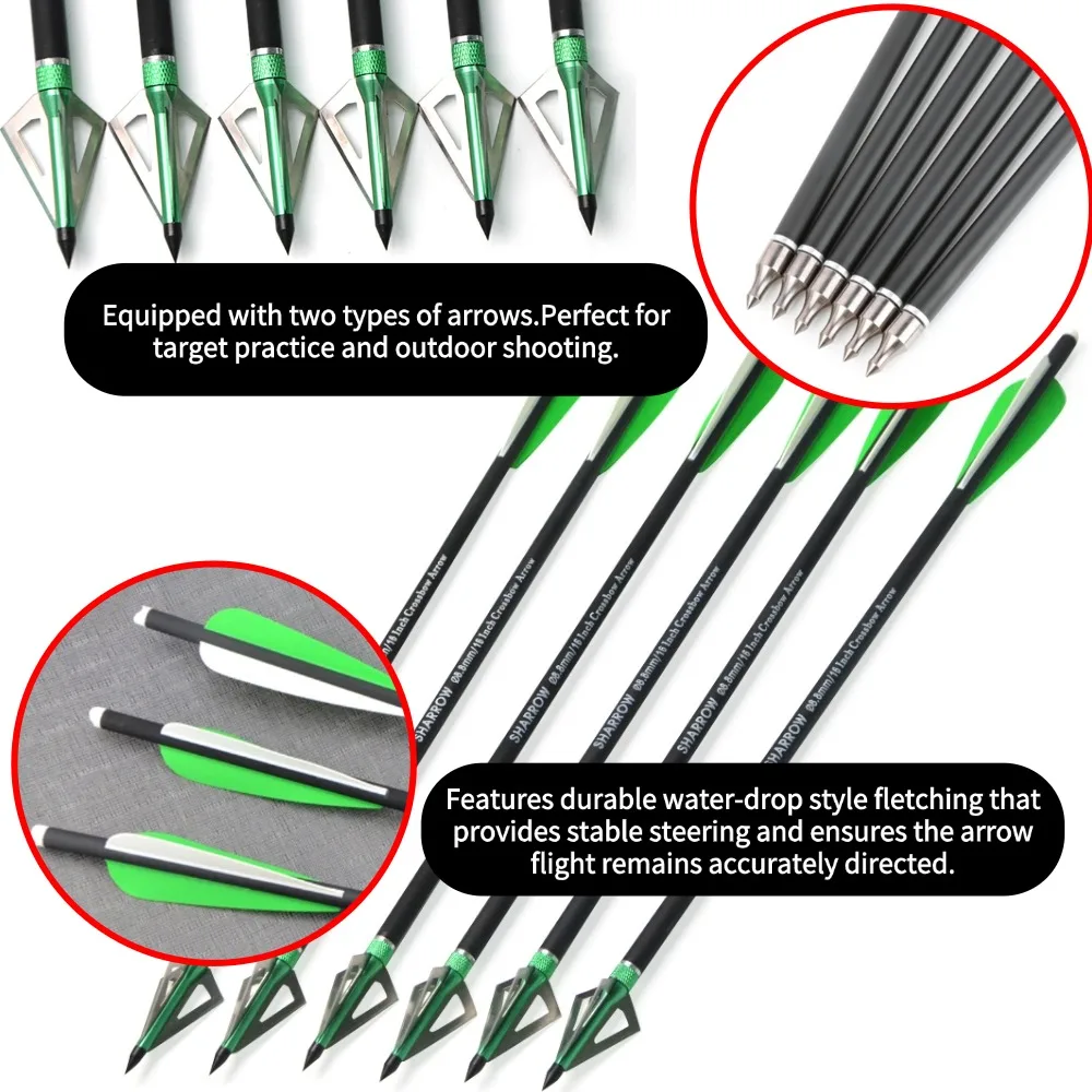 16/17/18/20/21/22 "pernos de ballesta flechas de carbono con hoja de repuesto de 100Gr puntas de flecha caza tiro 6/12 Uds flechas de ballesta - imagen 3