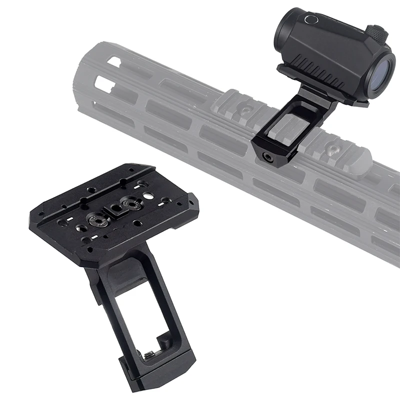 Base de montaje vertical de punto rojo óptico táctico de 45 grados, soporte fijo de montaje de alcance CNC de Metal para caza, ajuste de puntería, riel Picatinny de 20MM - imagen 4