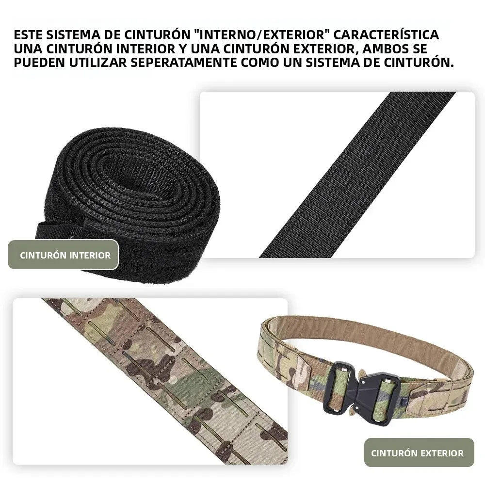 Cinturón táctico con hebilla de Metal de liberación rápida para hombre, cinturones multicamuflaje MOLLE láser, accesorios de ropa de caza, equipo Airsoft de 2 pulgadas - imagen 4