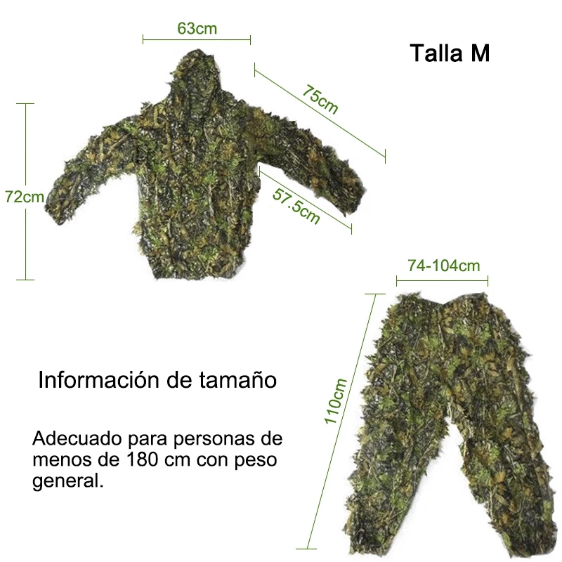Hombres Mujeres Niños Traje Ghillie al aire libre Ropa de camuflaje Jungle CS Entrenamiento Francotirador Hojas biónicas Ropa Traje de caza Pantalones Chaqueta con capucha - imagen 4