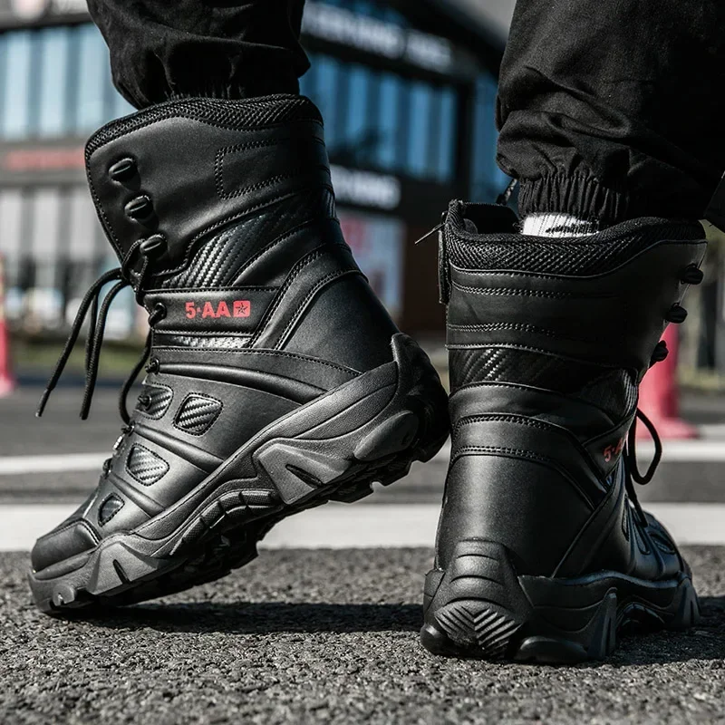 Botas tácticas para hombre, zapatillas de deporte para exteriores, botas de combate informales de alta calidad, zapatos de trabajo antideslizantes para hombre, botas para motocicleta, talla 39-47 - imagen 3
