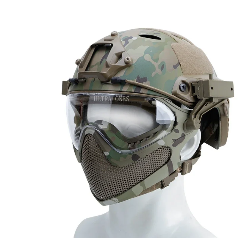 Casco táctico de cara completa, máscaras protectoras de Paintball Airsoft, equipo de juego CS para caza al aire libre - imagen 3