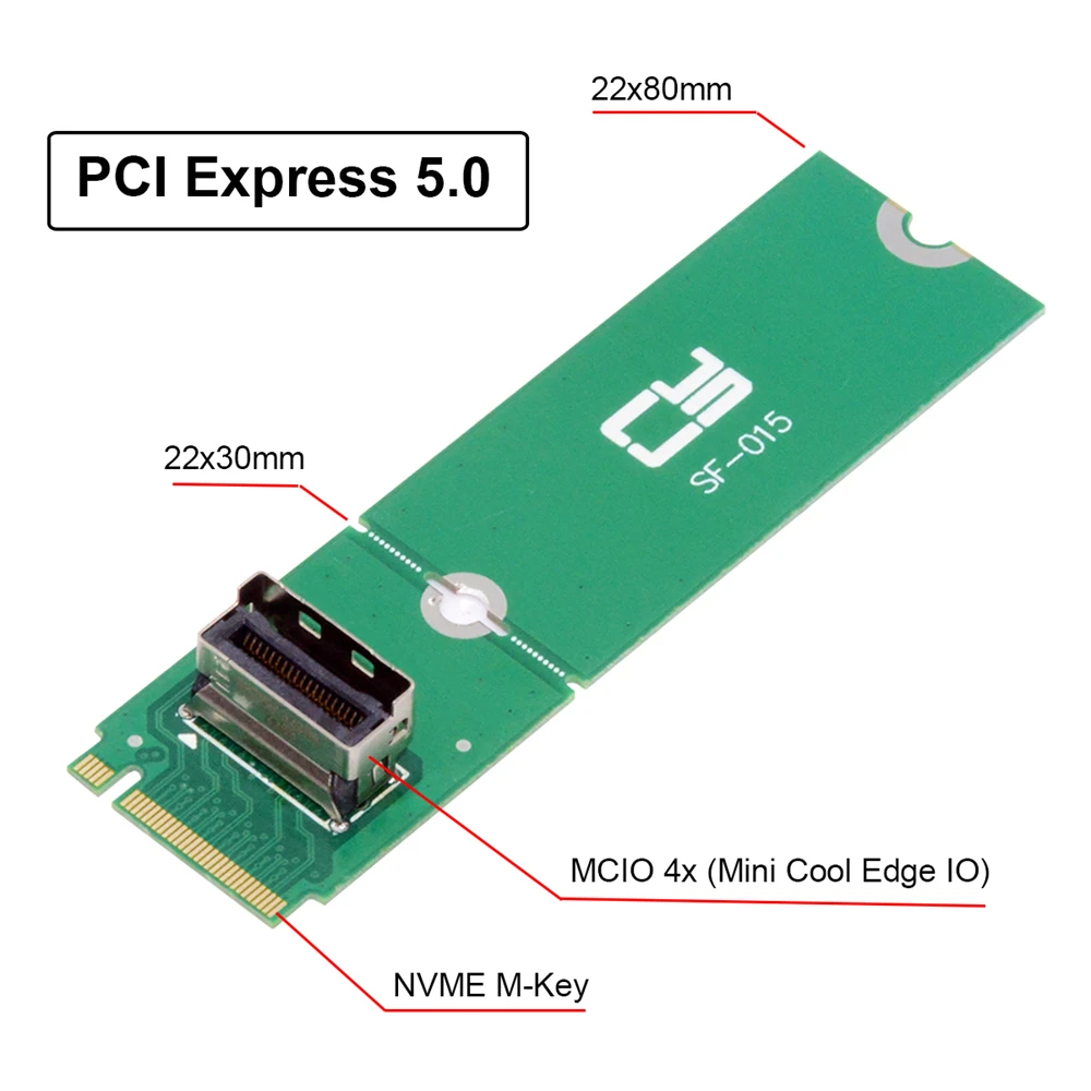 CY PCI-E 5,0 4,0 M.2 m-key a MCIO Mini Cool Edge IO adaptador de Host hembra para PCIe Nvme SSD 2280 2230 - imagen 2