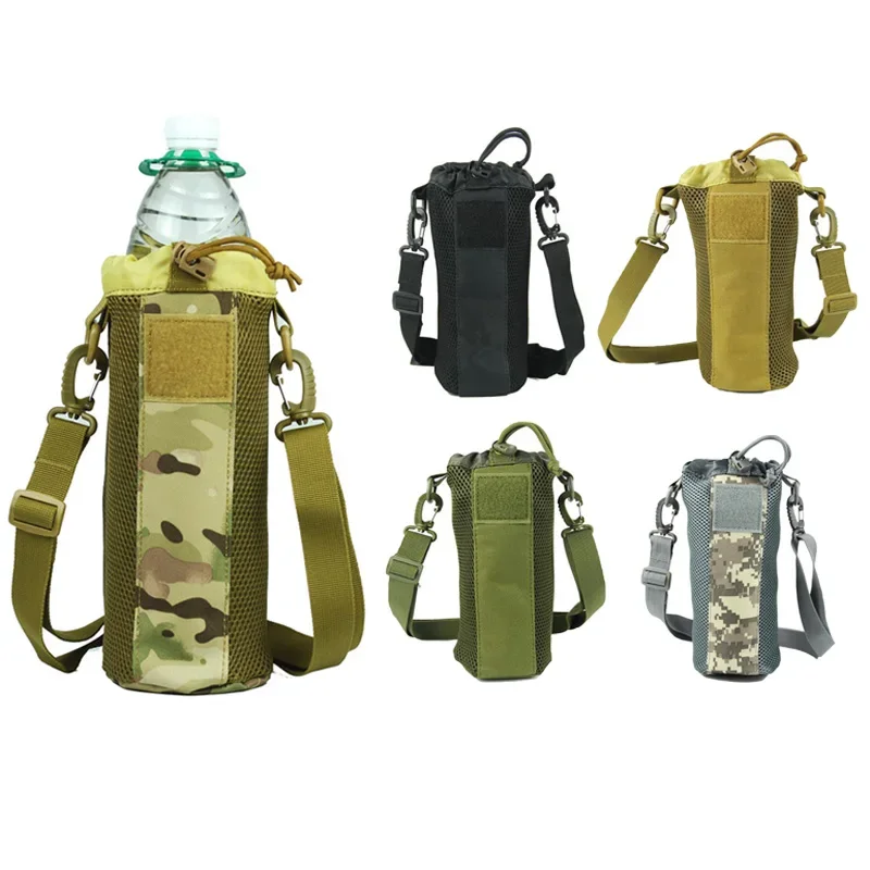 Juego de hervidor de herramientas de viaje, bolsa de agua Molle militar táctica para exteriores, para acampar, senderismo, pesca, soporte para botella de hombro - imagen 3