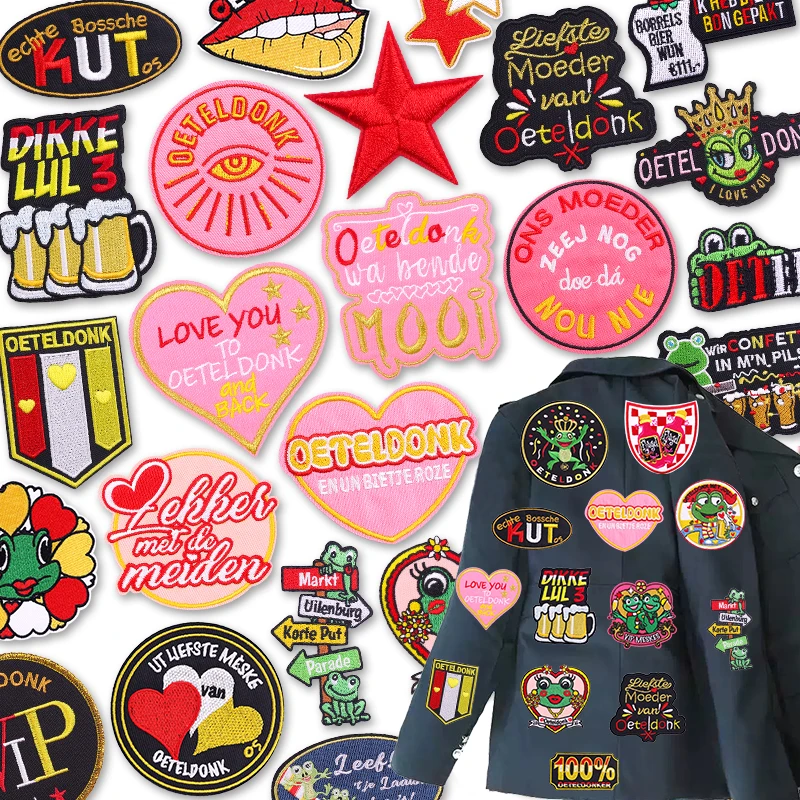 Parches bordados Oeteldonk de Países Bajos para ropa, parches para planchar con forma de rana de Carnaval para ropa, parche Fuisible de costura OETELDONK - imagen 3