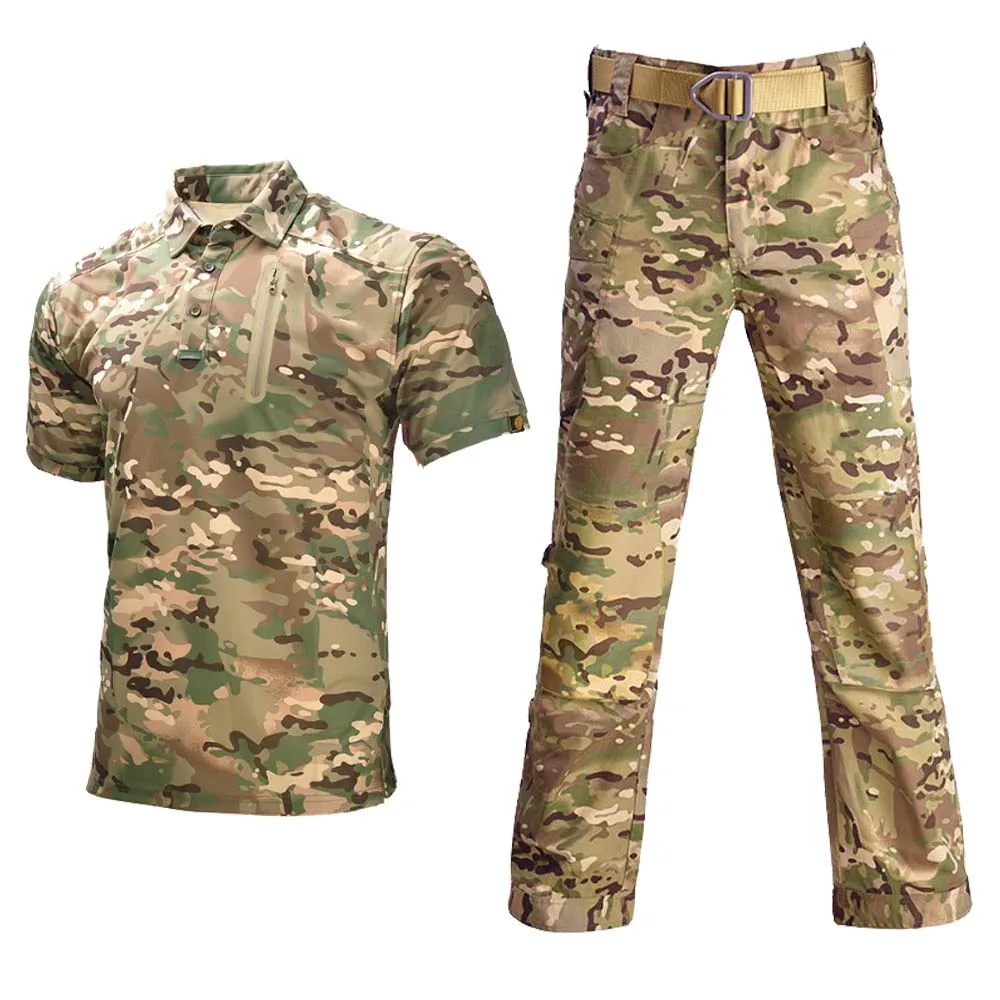 Trajes, ropa de caza táctica, pantalones de trabajo de camuflaje Cargo para hombres, uniforme de combate de Safari, conjunto de uniforme Airsoft, camisa