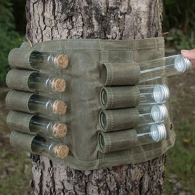 Botella de condimentos portátil para barbacoa al aire libre, bolsa de almacenamiento de condimentos de lona, organizador reutilizable, equipo de Camping, 9 piezas - imagen 3
