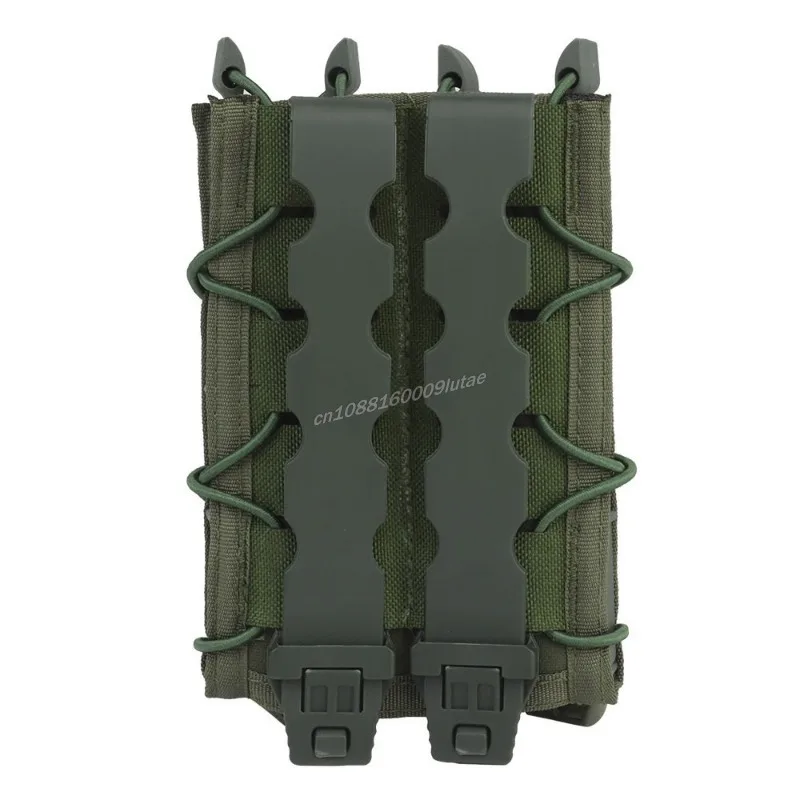 Bolsa para revistas de 9mm/45acp de largo extendido, chaleco táctico MOLLE, bolsa doble MAG MP5 MP7 MP9, pistola Airsoft, portador de linterna - imagen 5