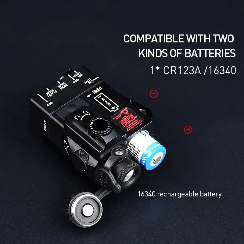 WADSN Airsoft MINI DBAL-A2 IR mira luz estroboscópica rojo verde azul punto láser CNC Metal Mini Dbal A2 caza Scout luces 20MM riel - imagen 3