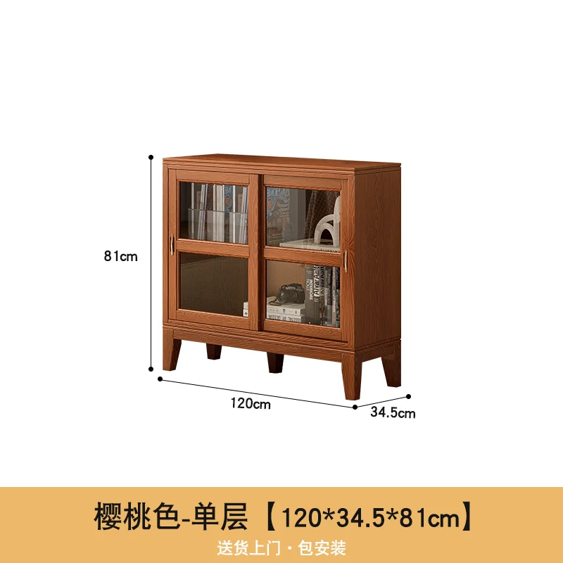 Estantería americana de madera maciza con puerta de vidrio, vitrina a prueba de polvo, puerta corredera, combinación de armario de almacenamiento para sala de estar - imagen 2