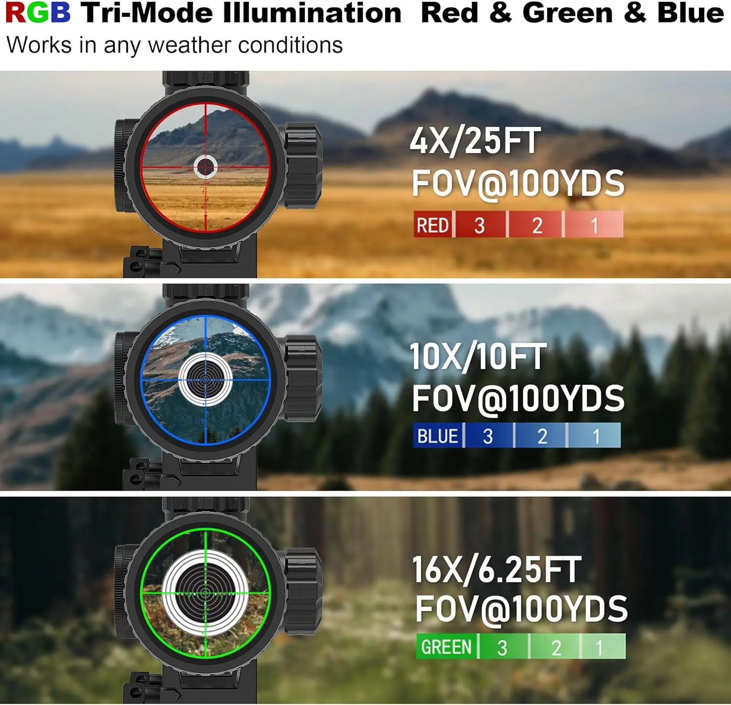Mira telescópica para Rifle 4-16X44 AO SFP, para óptica de caza, iluminación roja, verde y azul, mira telescópica para retícula, mira Airsoft - imagen 3