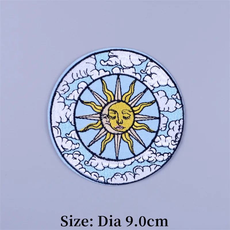 Parches bordados de paisaje al aire libre para ropa, parche termoadhesivo de ondas marinas, nublado, lluvioso y soleado, parche Fusible para planchar, bricolaje - imagen 5