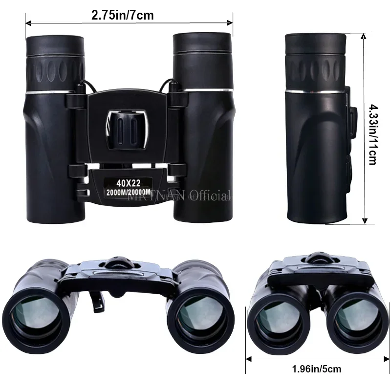 Binoculares potentes HD con zoom de 40x22, Mini telescopio plegable de largo alcance de 2000M, óptica BAK4 FMC para Deportes de caza, Camping al aire libre Tra - imagen 5