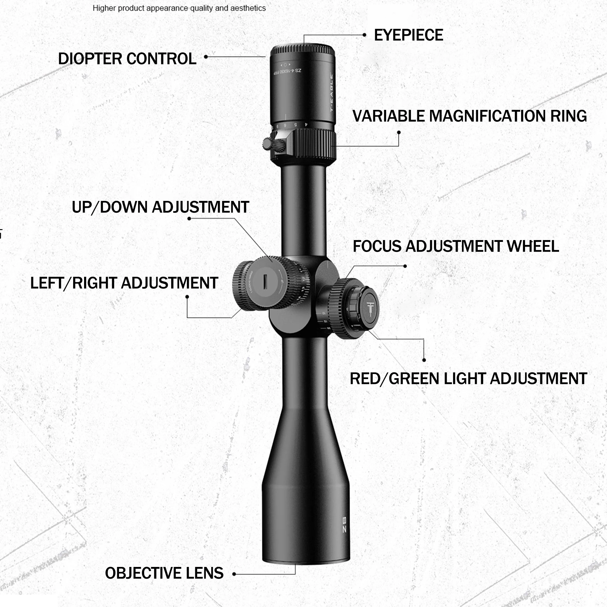 Mira telescópica táctica 4-16x50FFP/6-24X50FFP, primer plano focal, óptica, mira telescópica para Rifle de caza con luz roja - imagen 4