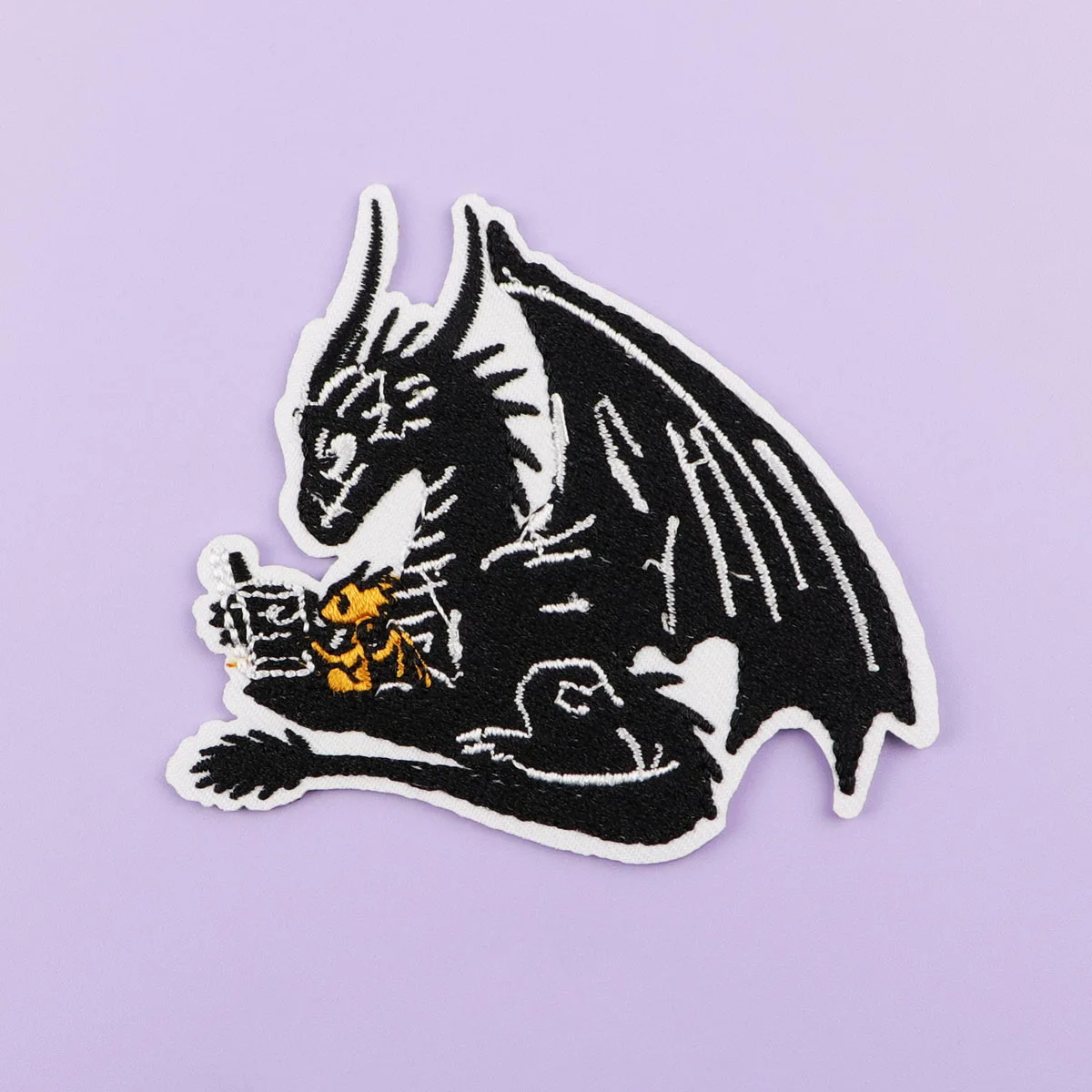 Parche bordado de dragón negro, parches termoadhesivos de dibujos animados para planchar para ropa, insignias para coser DIY - imagen 3