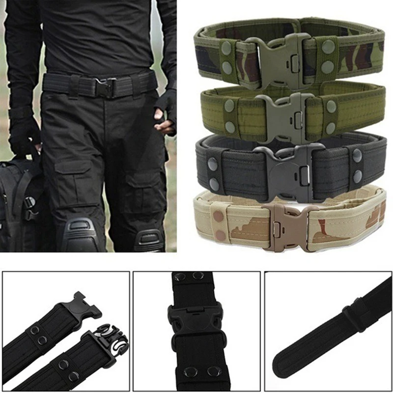 Nuevo cinturón para hombre, cinturones transpirables de liberación rápida para hombre, cinturón de cuero para caza al aire libre, cinturón táctico, cinturón militar, regalos para mujer - imagen 2