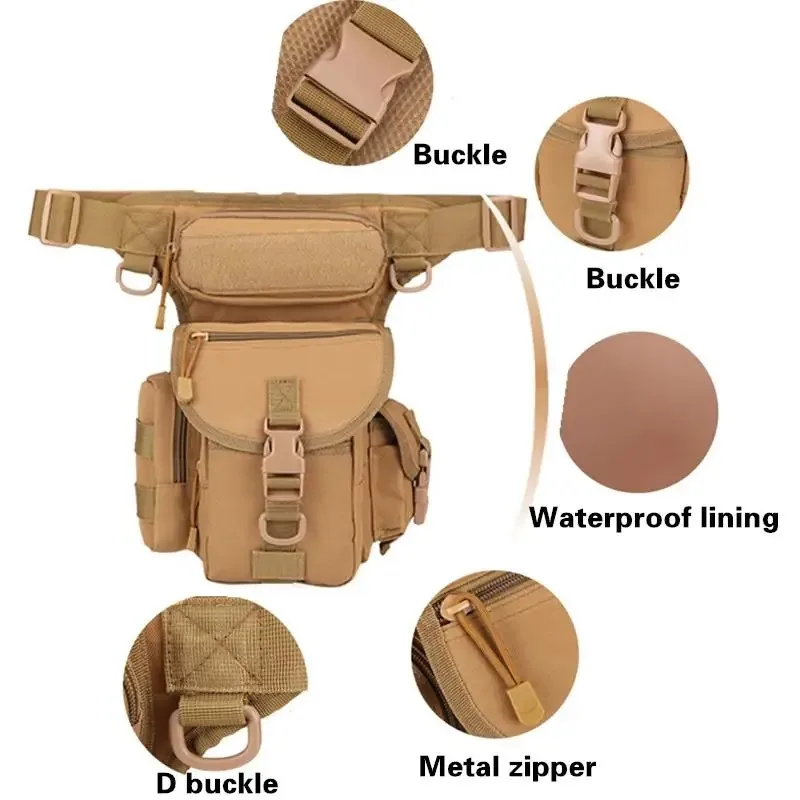 Paquete de muslo compatible con MOLLE para ciclismo y exterior |   Bolsa impermeable para piernas con diseño antideslizante |   Almacenamiento multiusos de correa de cintura - imagen 5