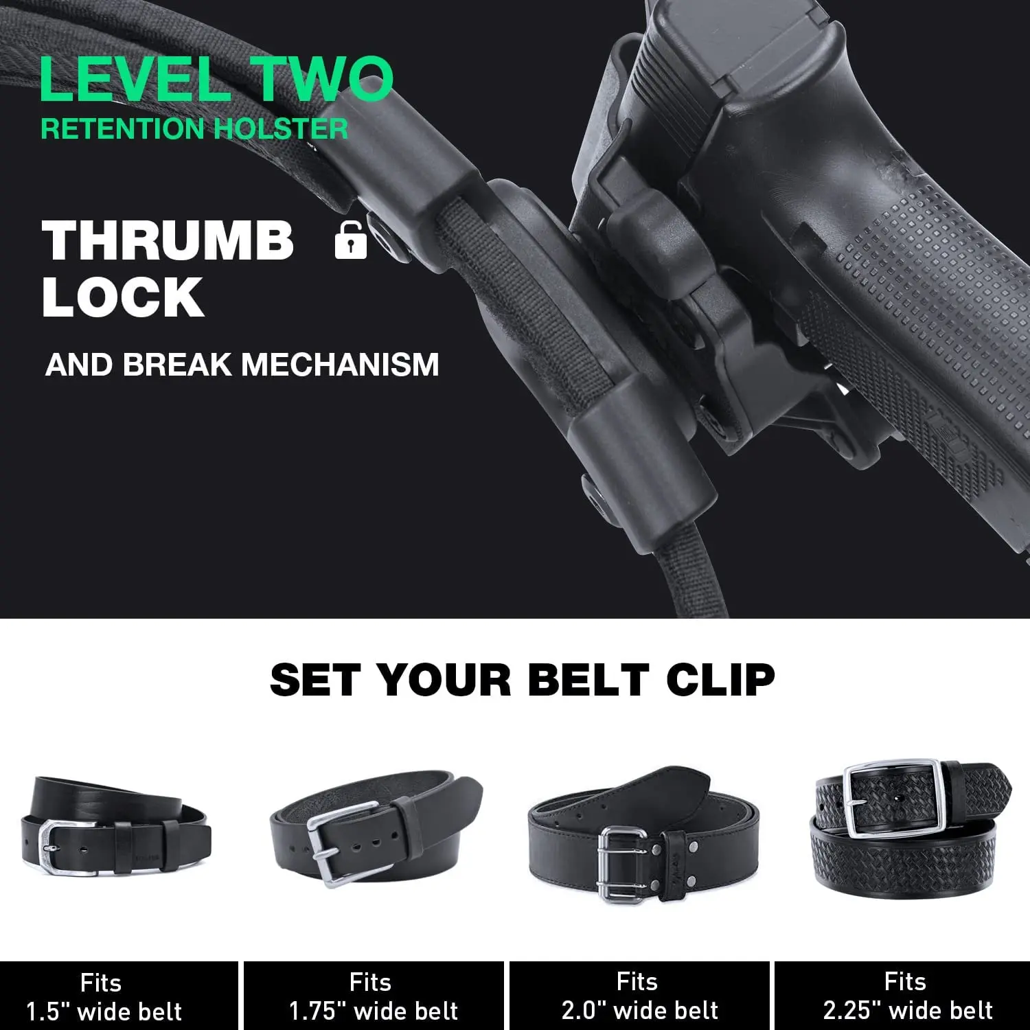 Solo se adapta a Glock 17/19/19X/44/45 Gen (1 2 3 4 5), pistola y flor, UGB Kydex nivel II, funda de liberación de pulgar, corte óptico, mano derecha - imagen 3