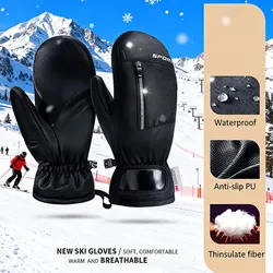1 par de guantes de esquí de invierno impermeables para snowboard pantalla táctil guantes térmicos gruesos para nieve hombres mujeres guantes cálidos para motos de nieve
