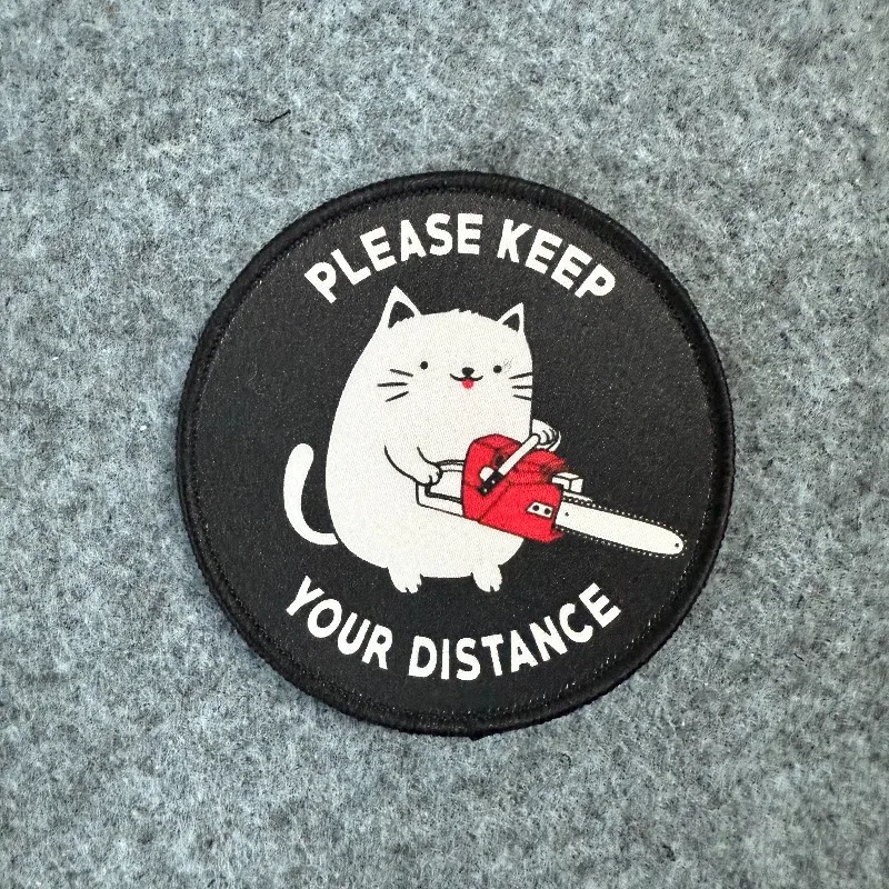 Parche táctico para gato, mantiene tu distancia, brazalete con gancho y bucle, insignia de moral militar, parche táctico para ropa, mochila - imagen 2