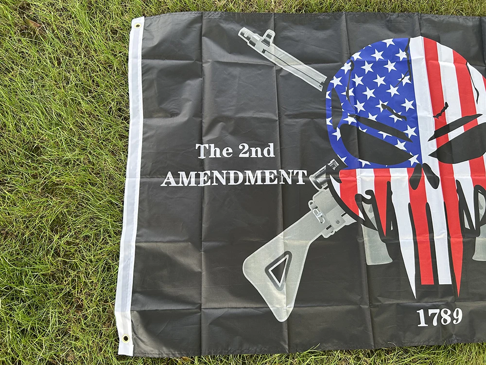 Bandera de la SKY, bandera de la segunda enmienda, 90x150cm, segunda enmienda, no marcen en mí, bandera de la libertad de la pistola o la muerte, bandera de calavera para decoración - imagen 3