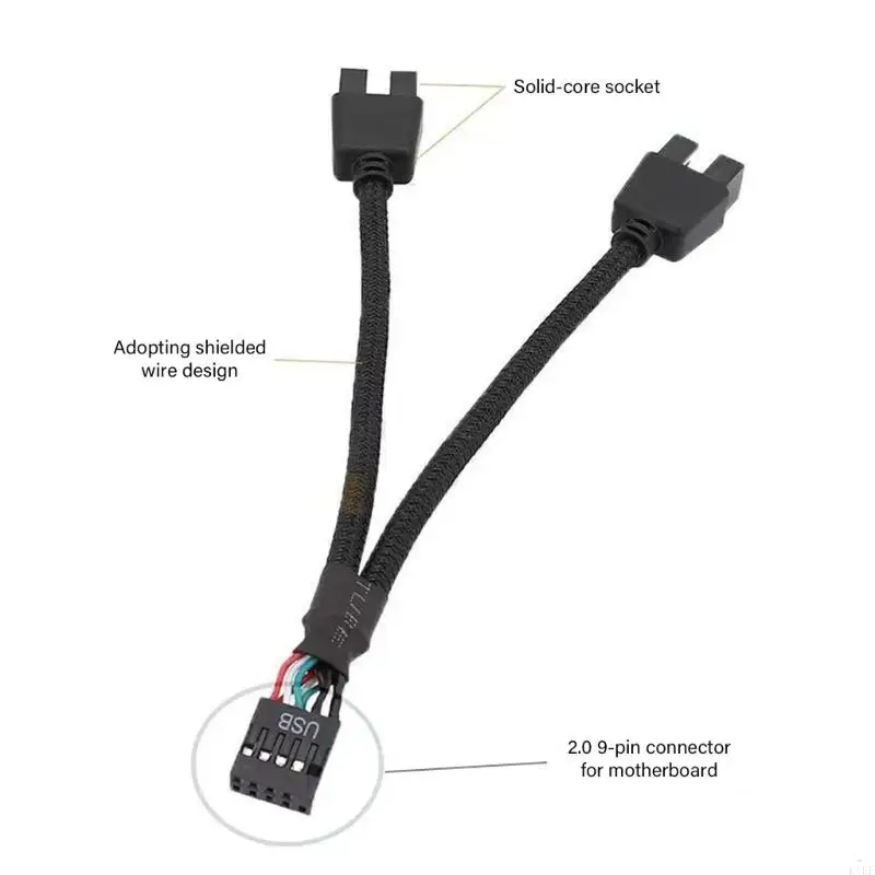 9pin USB2.0 Interferencias cable divisoras Resistente Nylon Nylon Broided PC Extensión K1KF - imagen 4