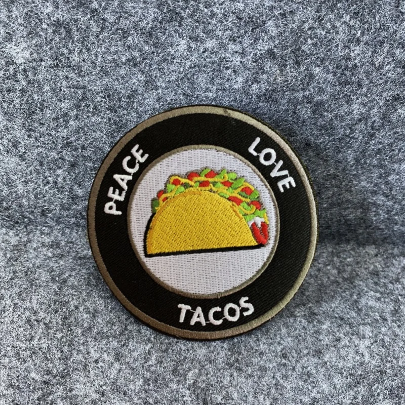 Parche de mochila táctica con bordado de Tacos de amor de la paz, insignia de moral de noche - imagen 5