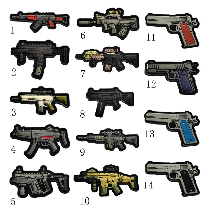 Parche de proceso de plástico de goteo de PVC con insignia de goma con sello de arma de edición Q - imagen 2