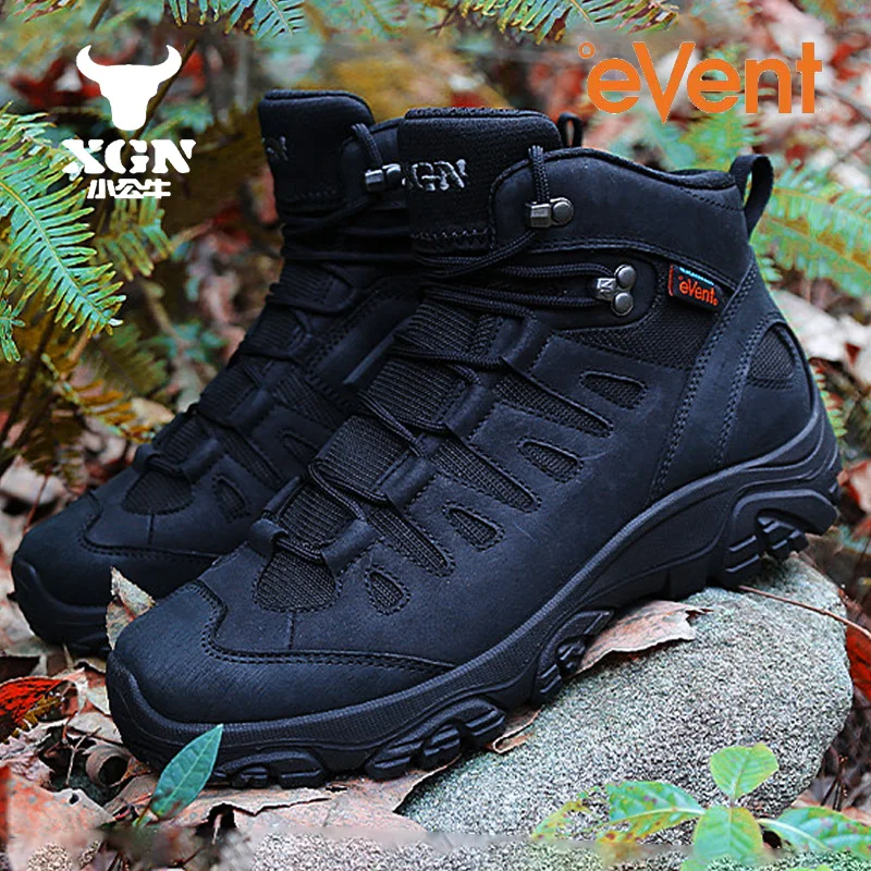 Botas trekking impermeables antideslizantes de piel de vaca para hombre