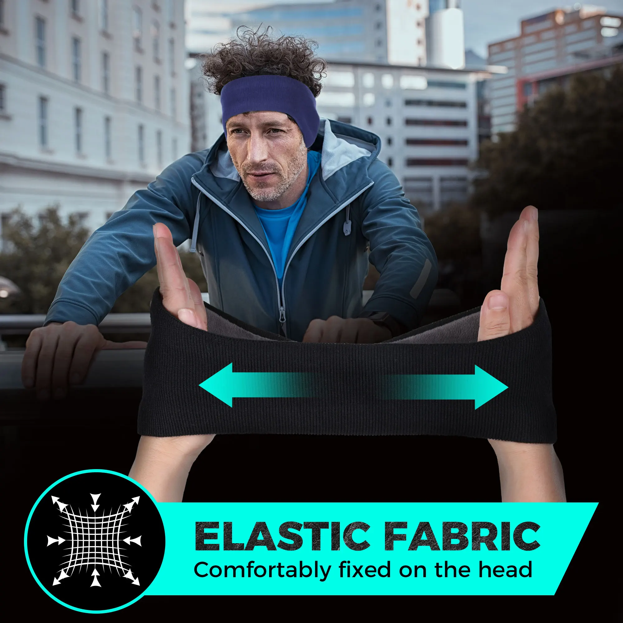 Diademas de invierno para clima frío, banda para el sudor deportiva de doble capa, calentador de orejas de lana, a prueba de viento, esquí, correr, ciclismo, Bandana para Yoga - imagen 3