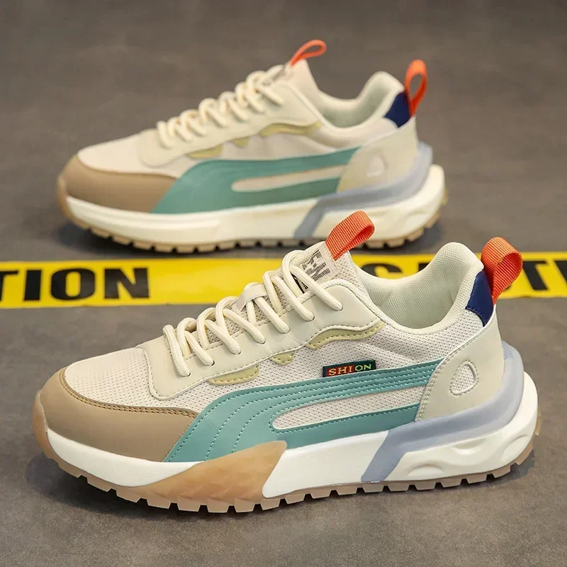 Zapatillas de deporte con cordones para hombre, zapatos vulcanizados transpirables 2024, zapatos de malla para correr al aire libre, Tenis masculinos resistentes al desgaste - imagen 2