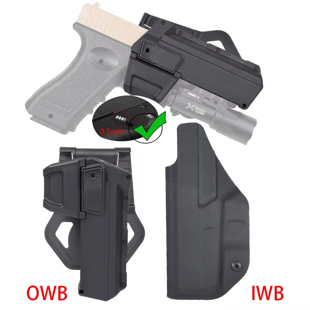 Funda táctica OWB IWB para Glock con linterna X300 X400 - imagen 4