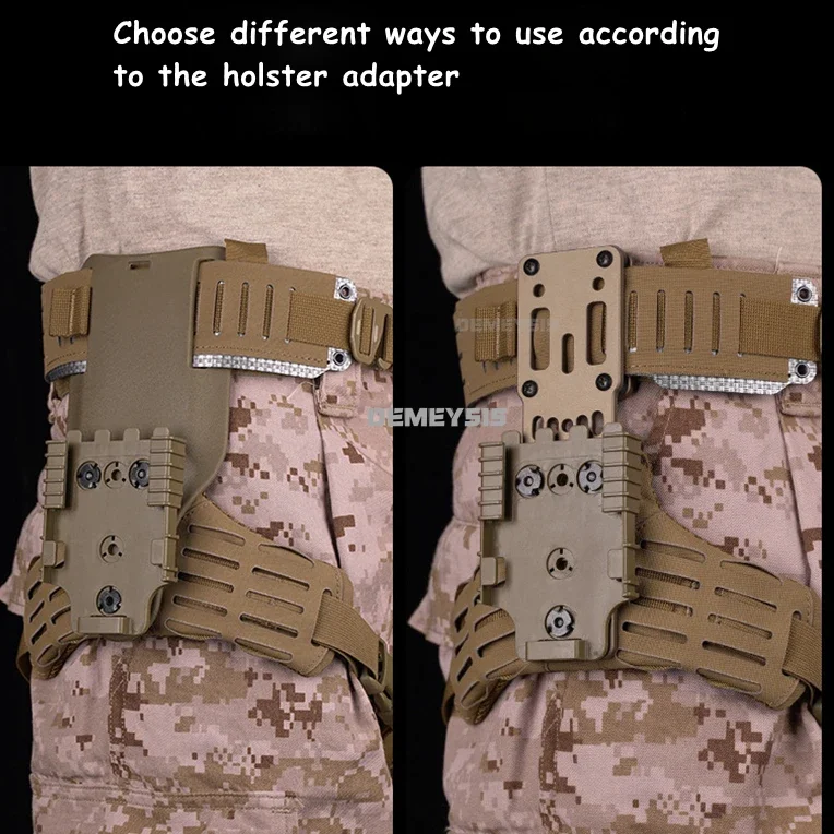 Sistema de Panel de pierna caída táctica, funda de 3 orificios, montaje MOLLE/PALS, Compatible con caza al aire libre, Airsoft, liberación rápida - imagen 2